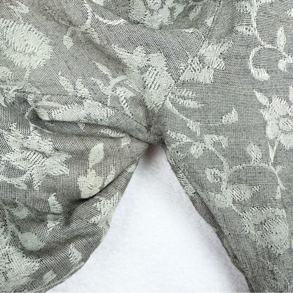 Vintage CP Shades Jaquard Floral Flax Blend Elastic Waist Pull On Pant Tan Sz M - Picture 5 of 13